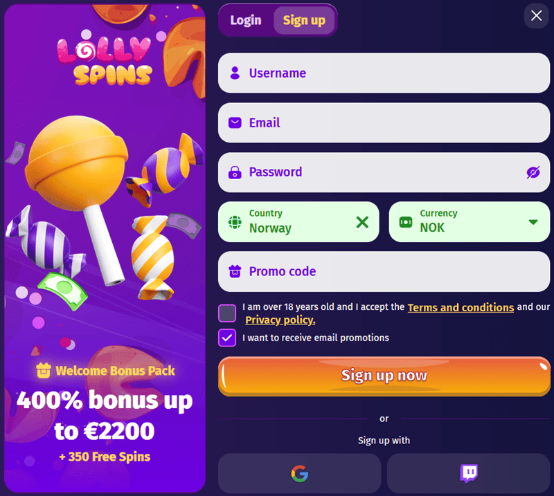 Join Lolly Spins and play free spins! 