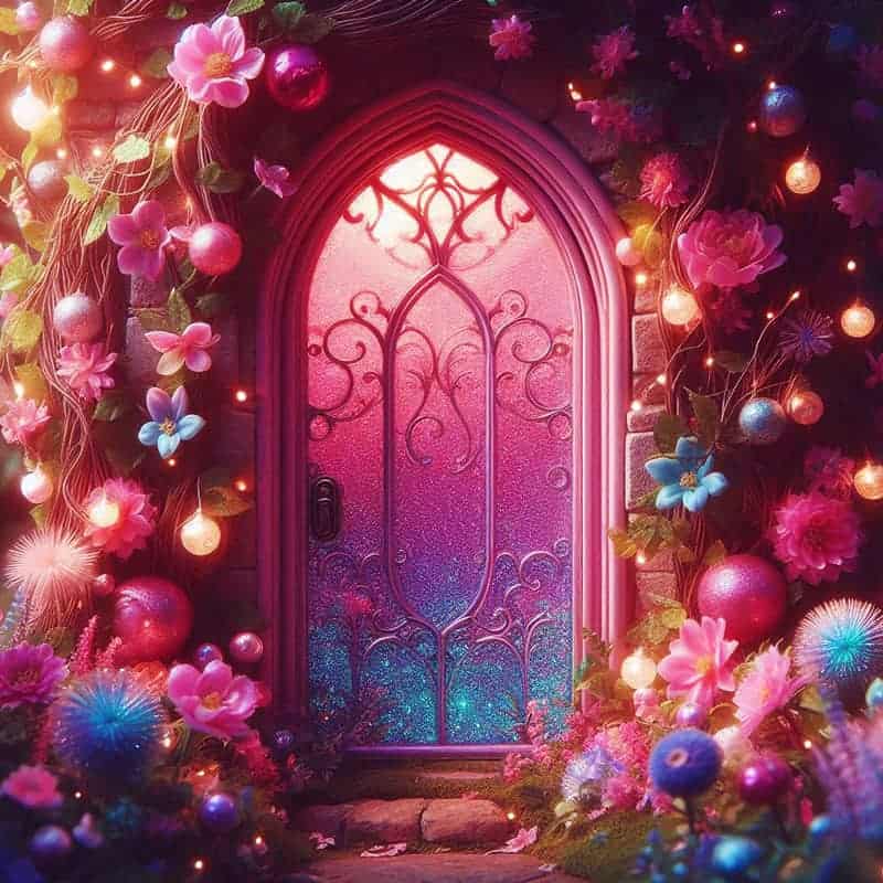 an arched doorway in a garden
