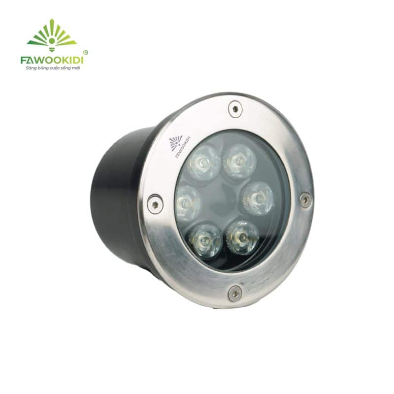 đèn LED âm đất tròn FK-UG6W-T chụp nghiêng