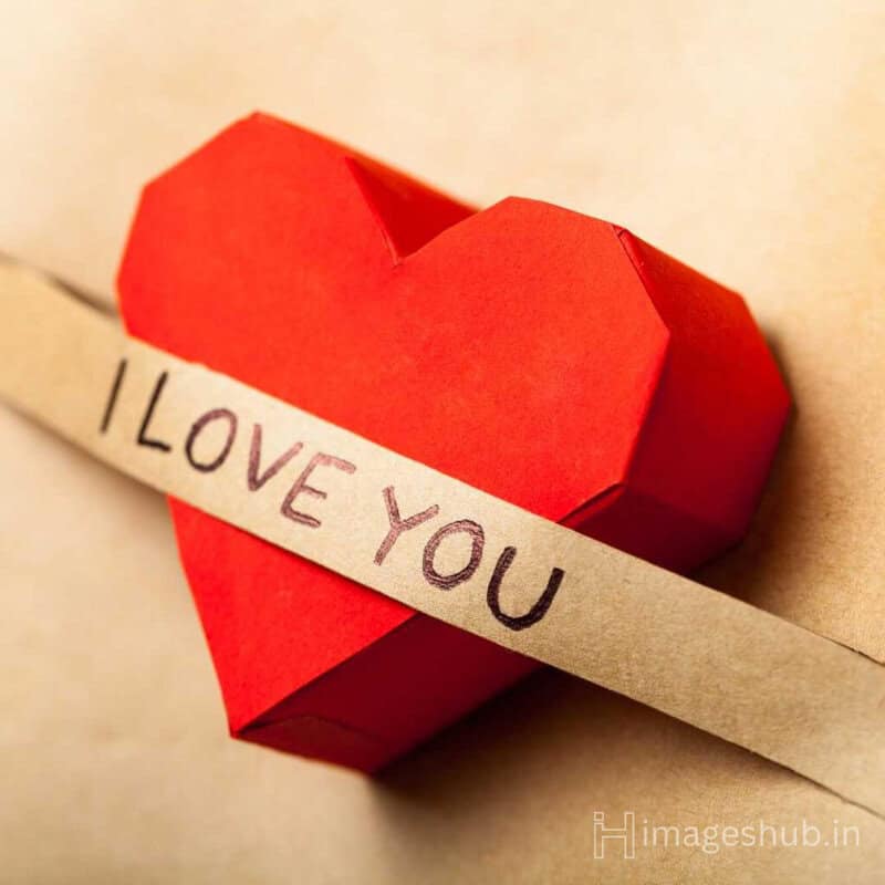 I love you message with red heart shaped box