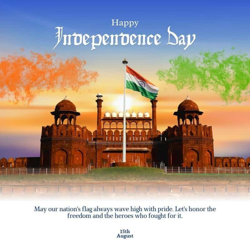 Blue and Orange Minimal India Independence Day Greeting