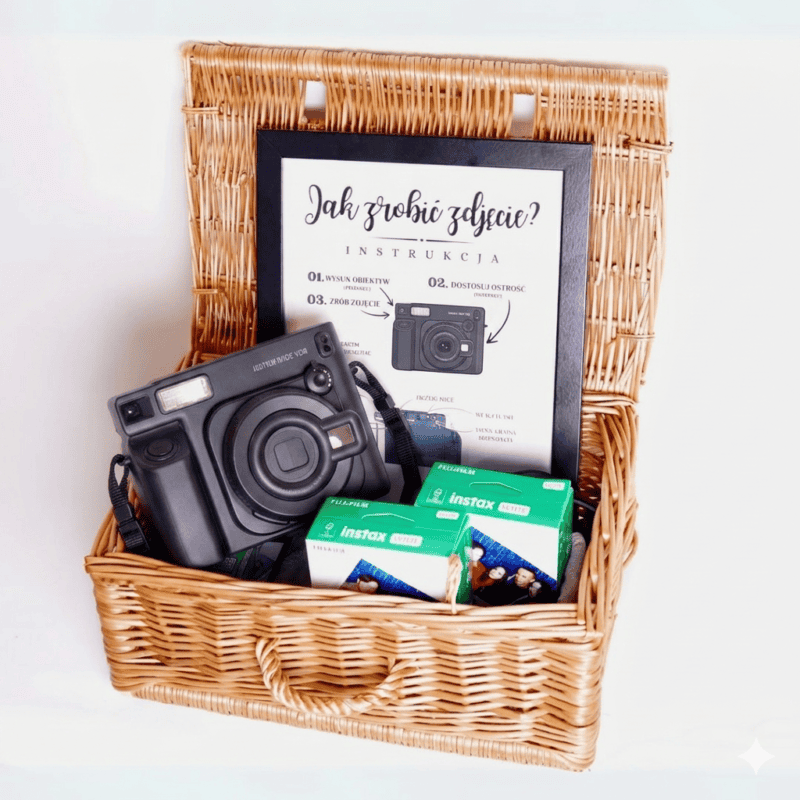 Zestaw Snap Memories — Instax Wide 400 w wiklinowym koszu