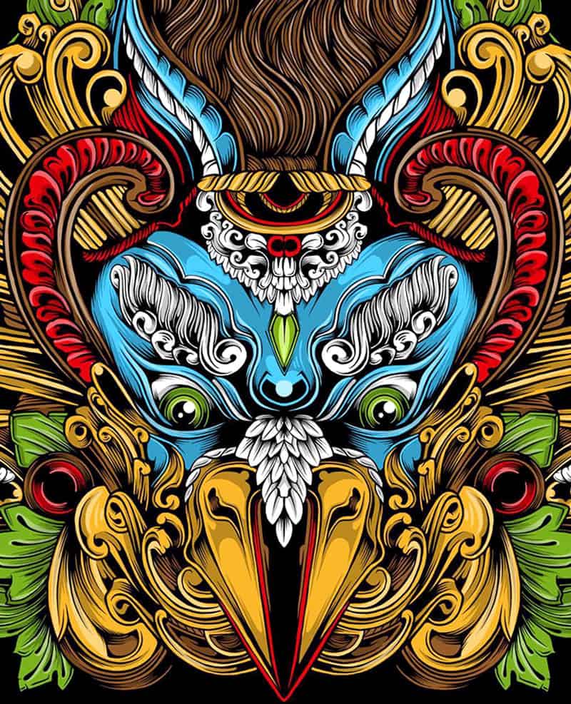24+ Gallery Inspirasi Vector Berkarakter Karya Ilustrator Asal Amerika 15 21. Foto Ilustrasi Vektor - Topeng Garuda - Karya Palehorse - Design Erlistic