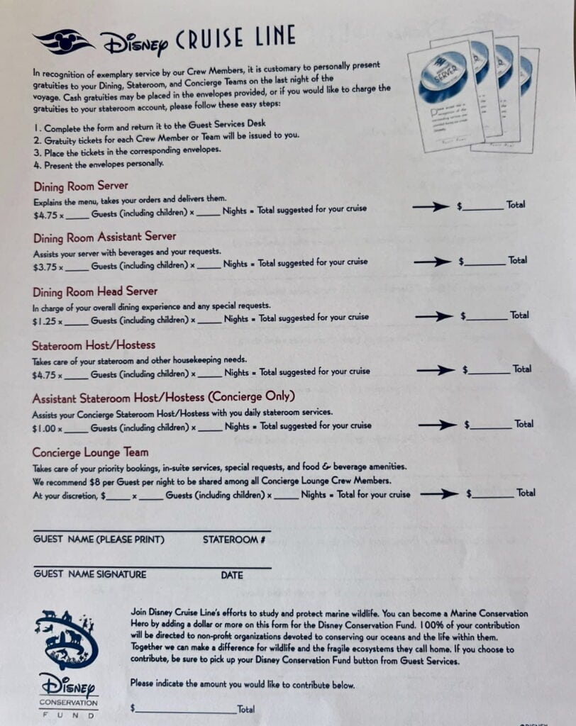 Disney Cruise Tipping Concierge