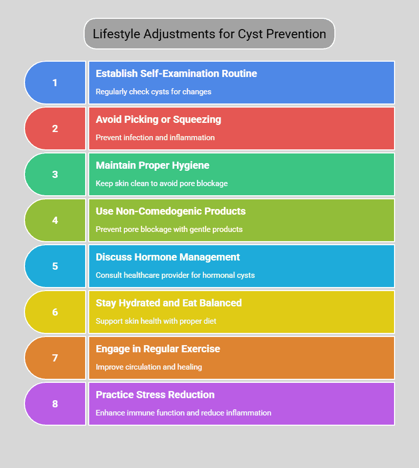 Lifestyle adjustments for cyst prevention infographic