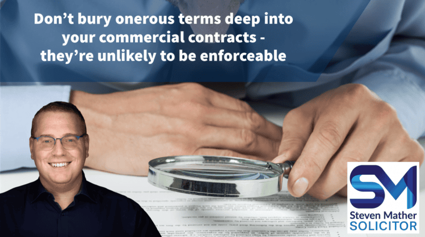 Man with magnifying glass looking at small print in contract