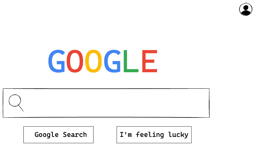How to Convert Wireframes to HTML Code using AI 10 Google's home page sample wireframed in Excalidraw