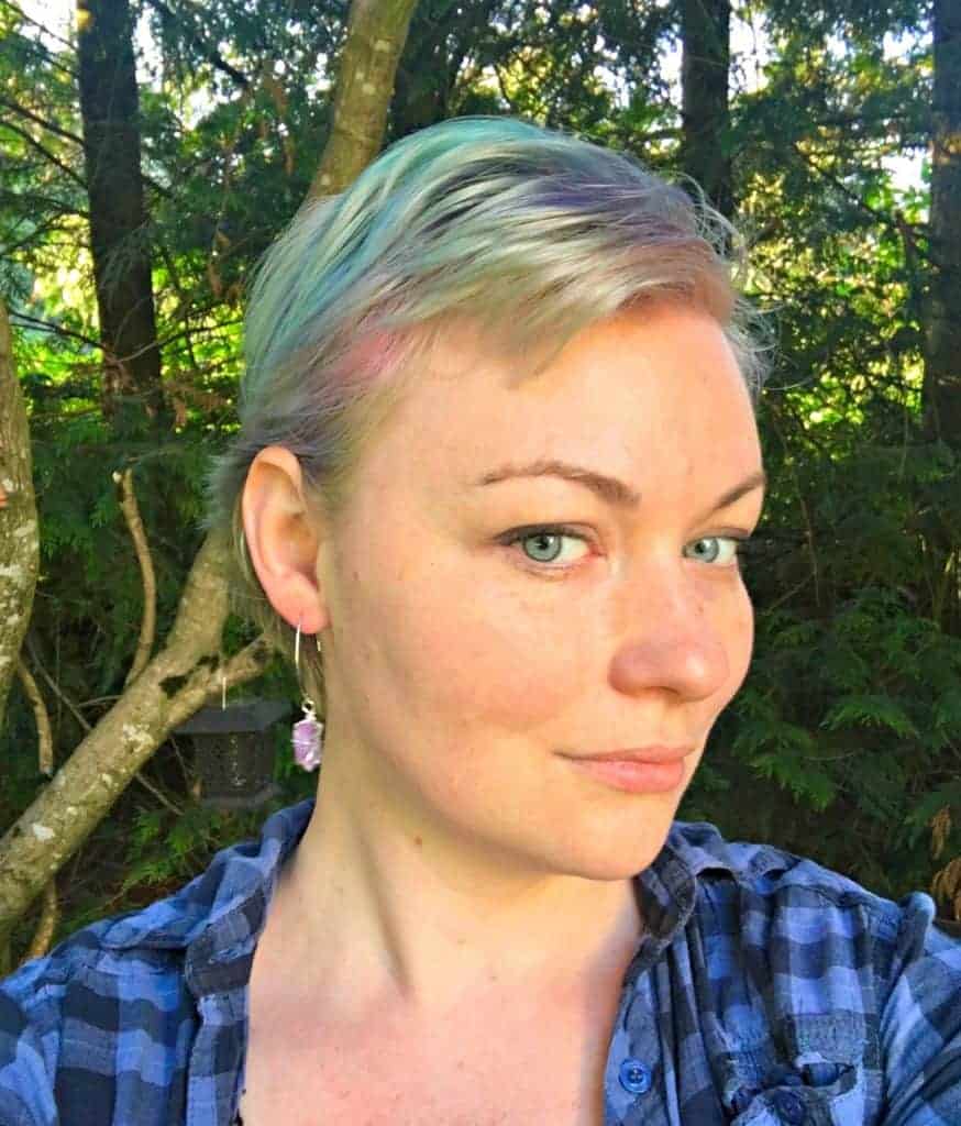 portrait shot of girl with mermaid hair blue purple green and pink
