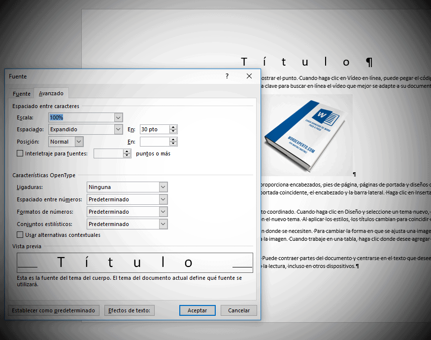 espaciado en word