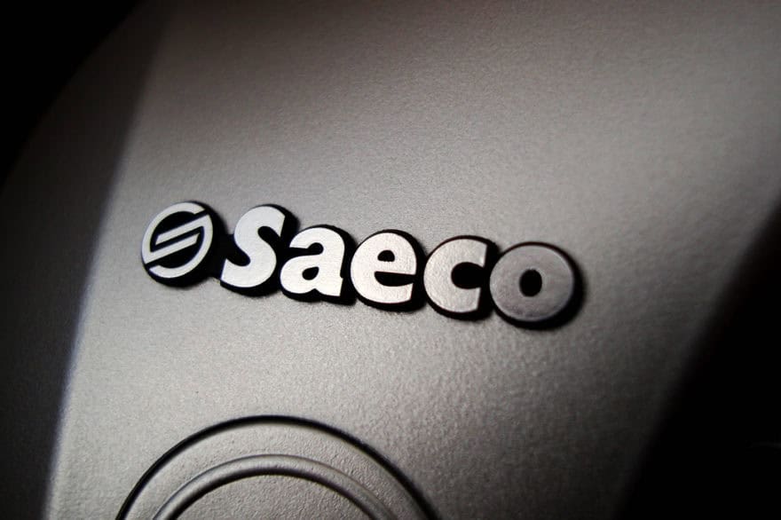 Saeco branding on an espresso machine