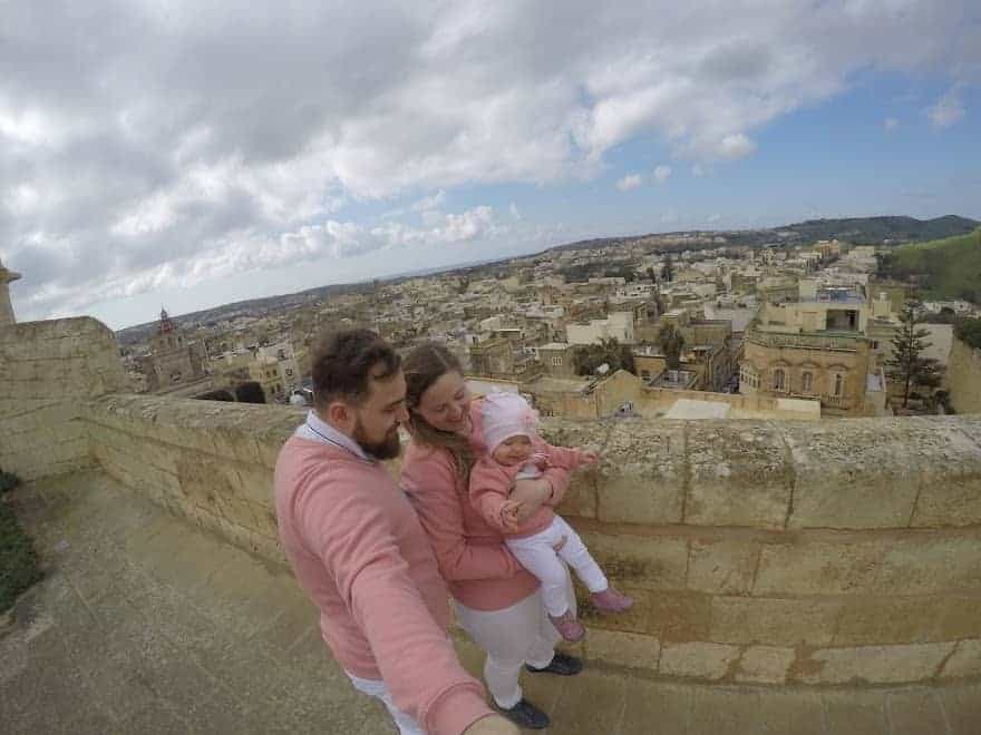 citadel Gozo family couple toddler view