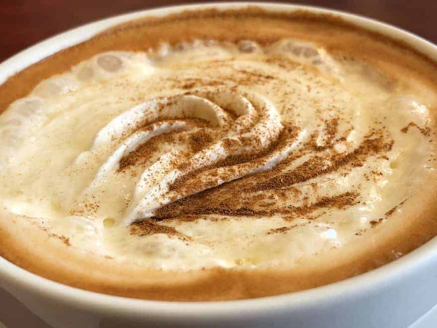 Top of a caffe mocha with whipped cream