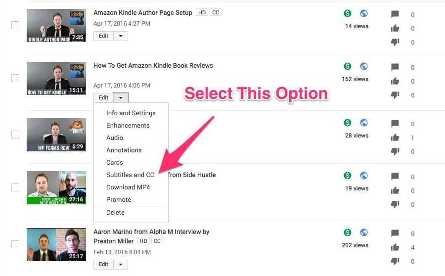 how to add captions to youtube videos in Video Dashboard