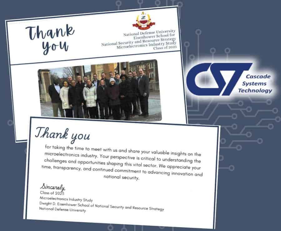 National Defense University sent this thank you note to CST for hosting their class of 2025 earlier this year.