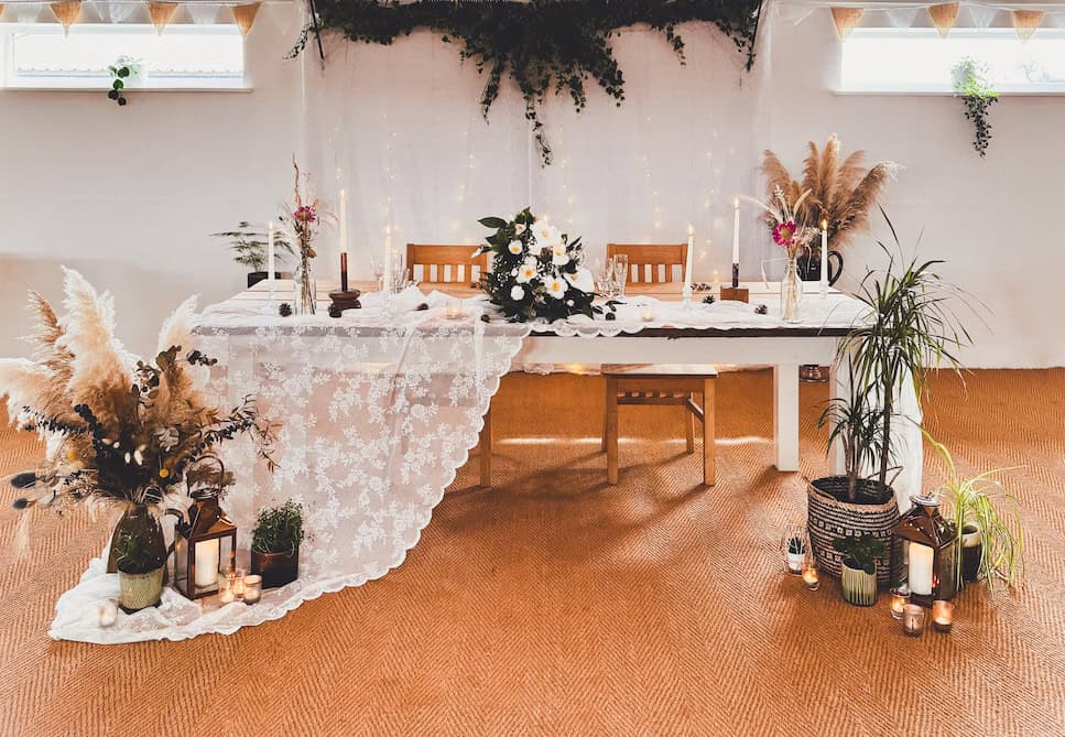 Wedding styling at The Barn at Cott Farm