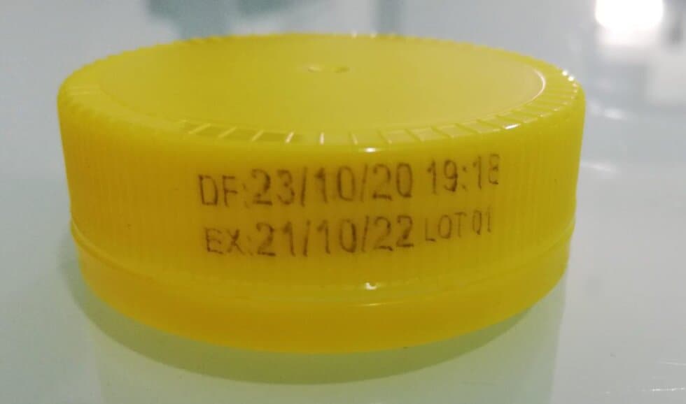 marking on plastic cap