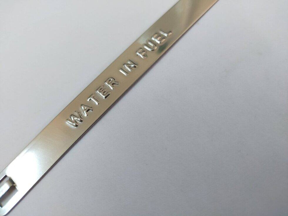 embossing on stainless steel cable marker