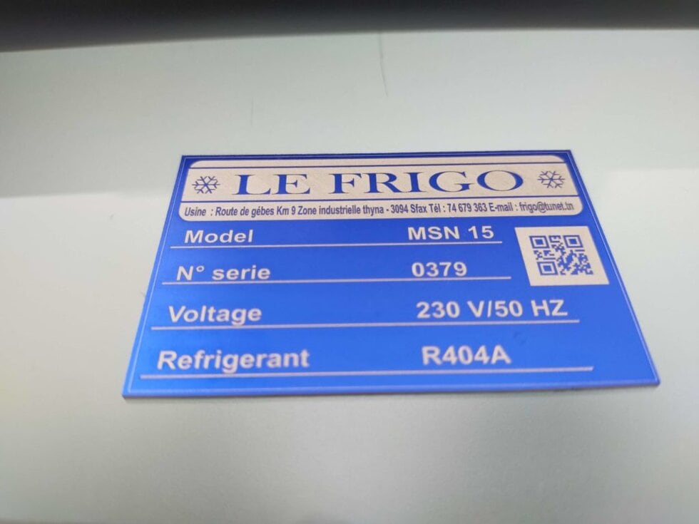 Blue anodized aluminum engraved plate