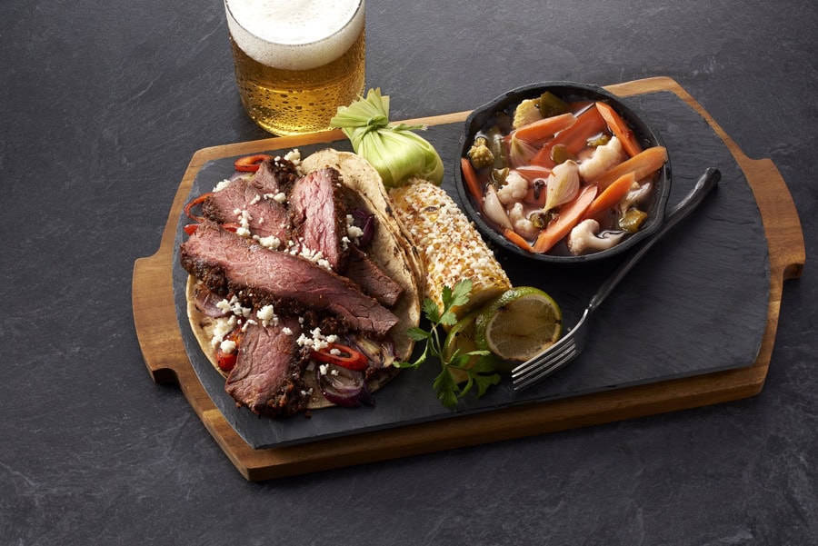 pecan and chipotle rubbed sirloin steak tacos