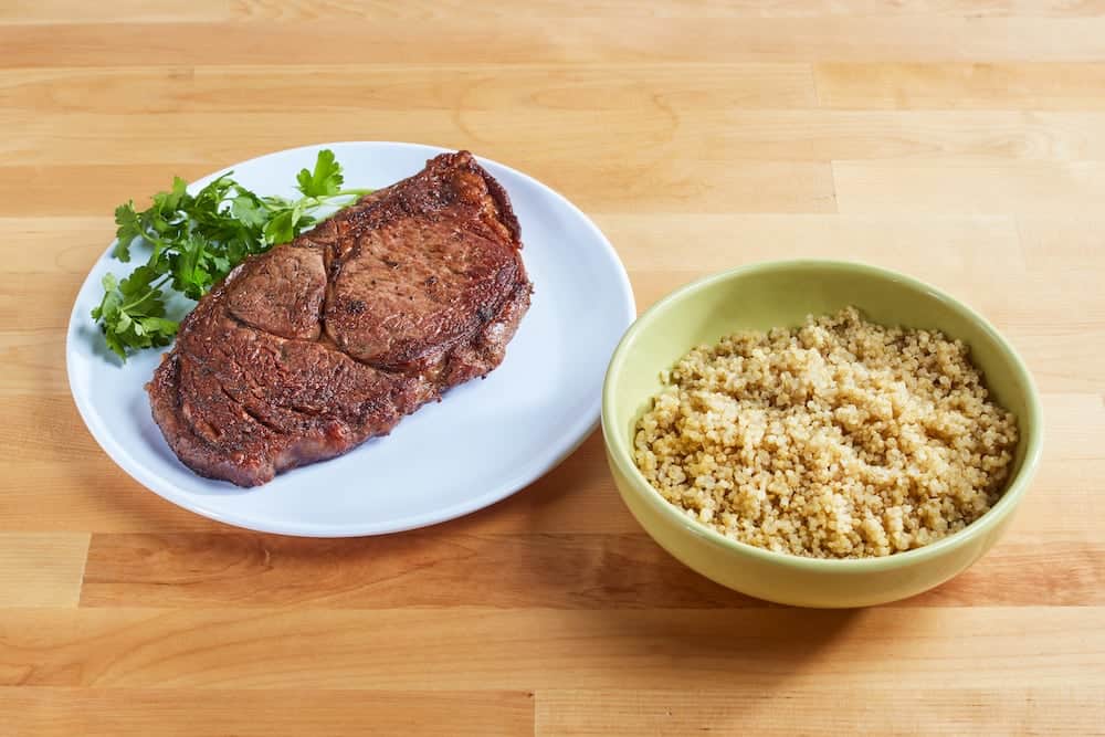 quinoa with black Angus steak