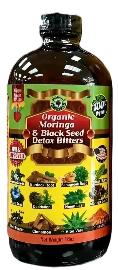 Alriyan organic moringa and black seed detox bitters 16oz