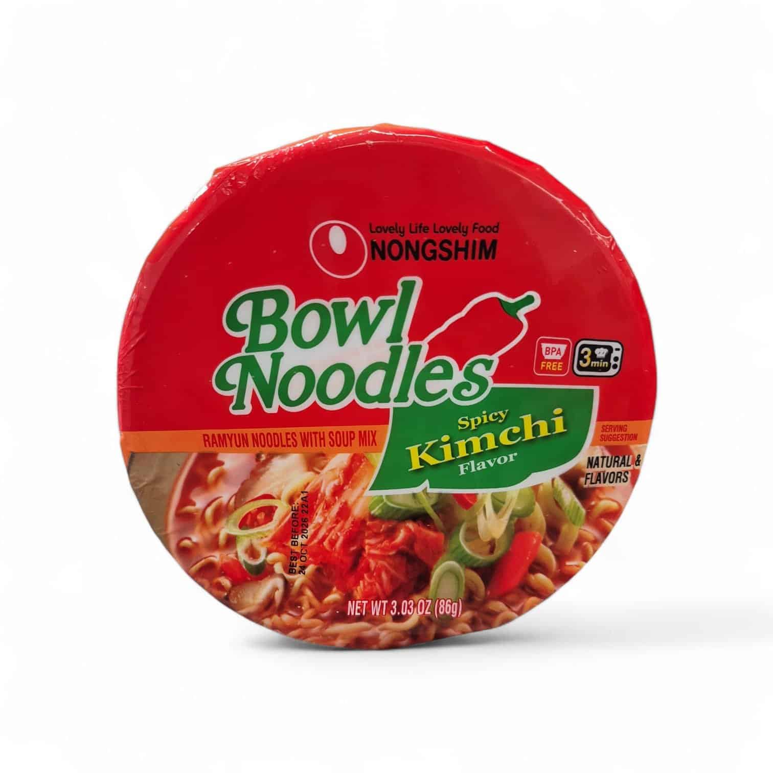Nongshim Bowl Noodles Spicy Kimchi Flavor