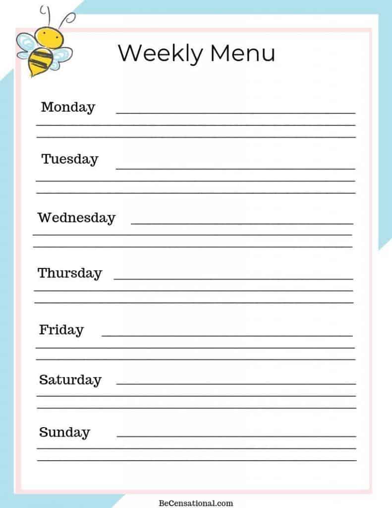Save money week menu