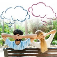 Couple thinking different things
