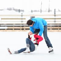Couple enjoying a ice skating date