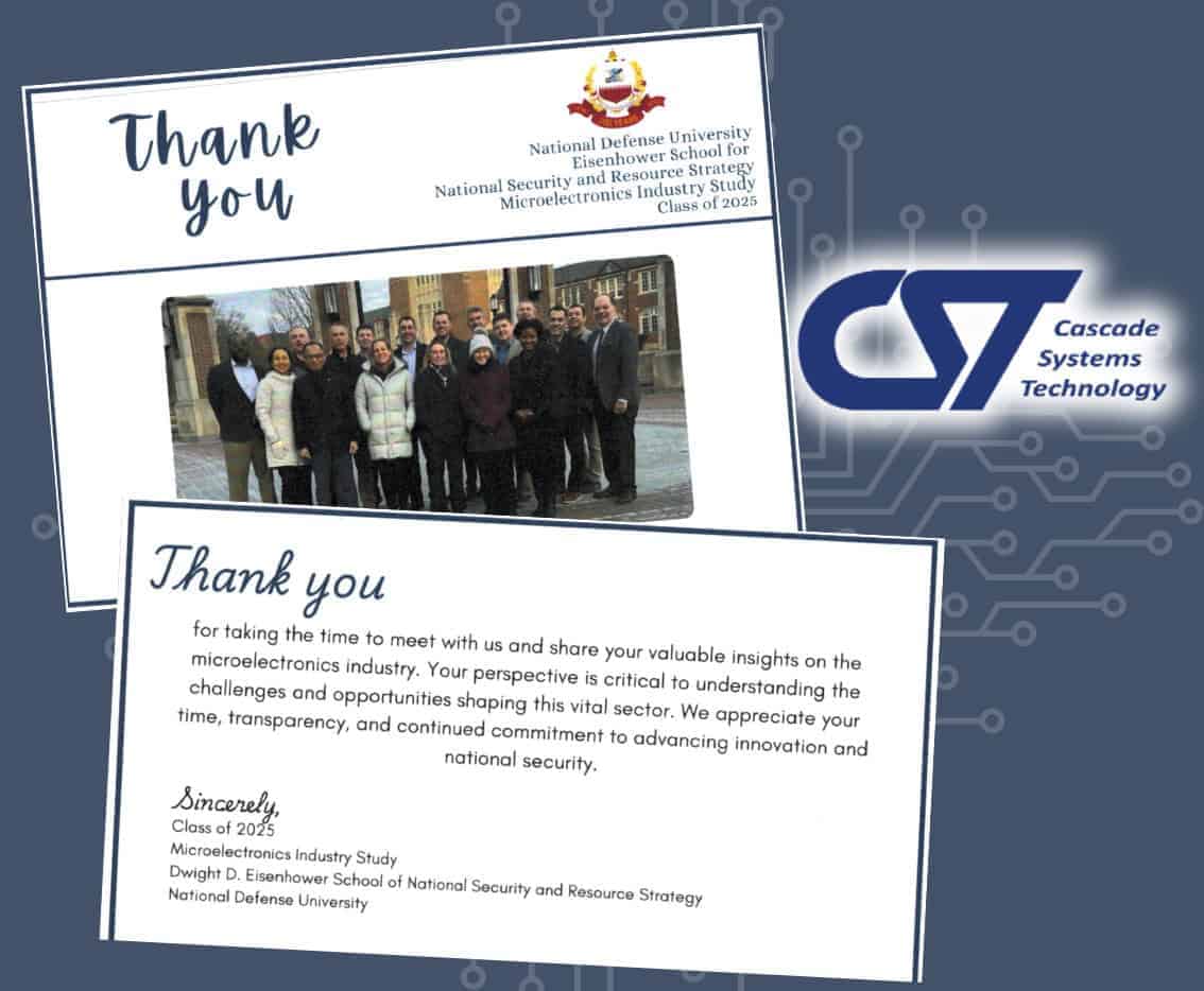 National Defense University sent this thank you note to CST for hosting their class of 2025 earlier this year.