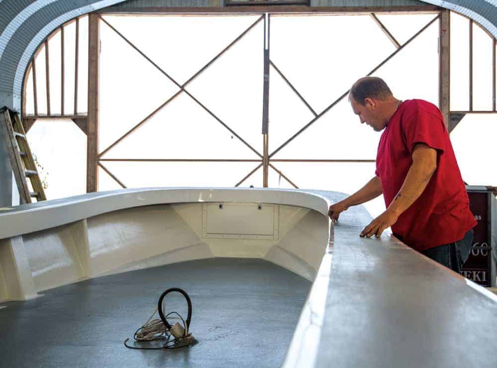 Kevin Marshall rebuilt the boat in his Crisfield shop. Photo by Jay Fleming