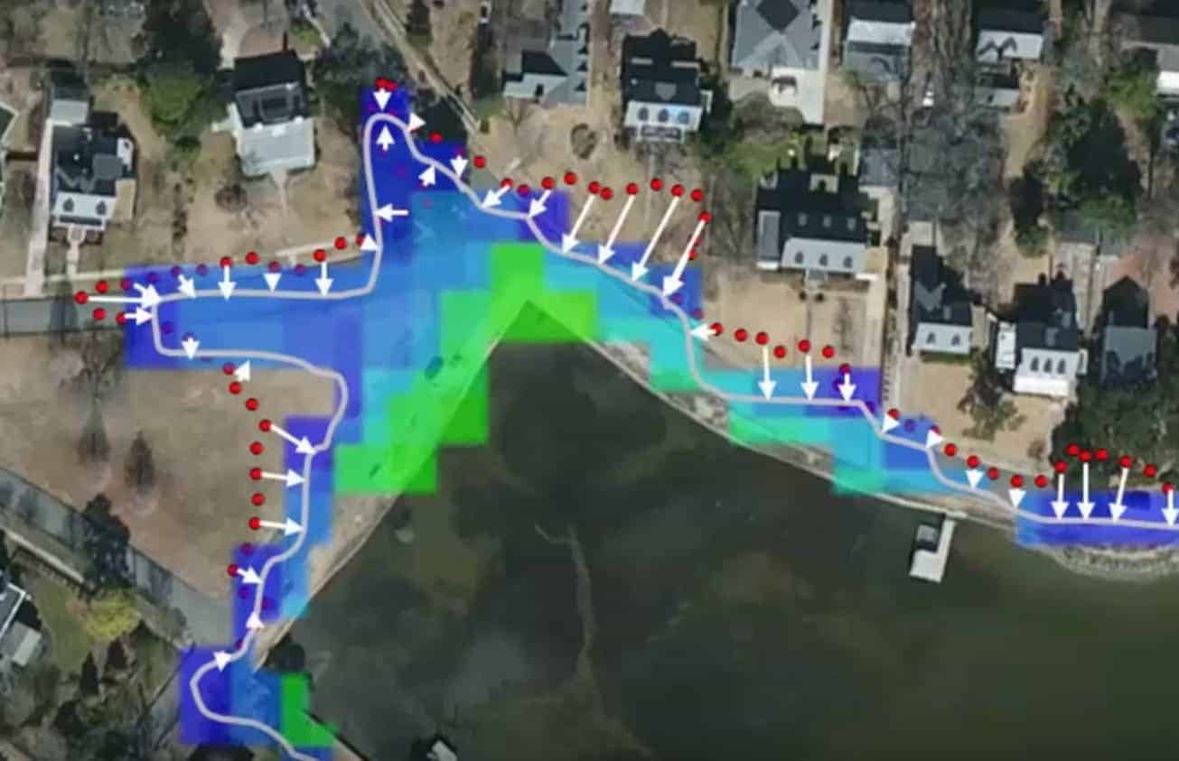 This map shows how VIMS’ Derek Loftis used citizen-scientist data to improve the institute’s flooding model.
