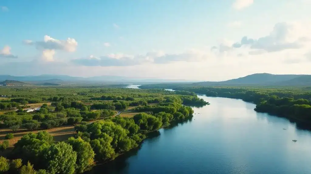 Vista aérea del Río Segura a su paso por Almoradí, Vega Baja, Alicante