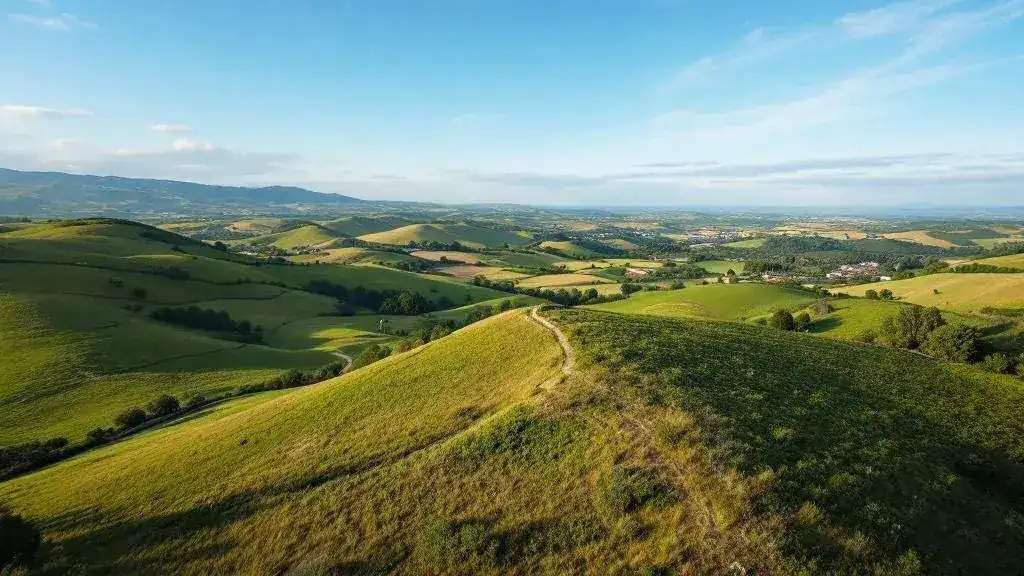 Paisaje aéreo natural cerca de Los Cuatro Postes en Ávila para vídeos de marca