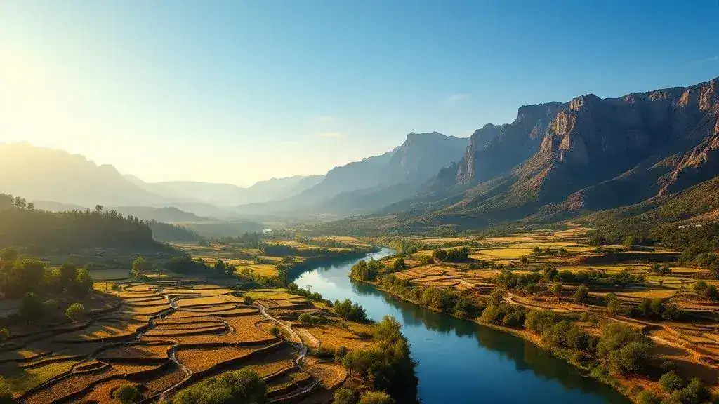 Vista aérea del Río Argos y la Sierra del Gavilán cerca de Caravaca de la Cruz, drone editorial