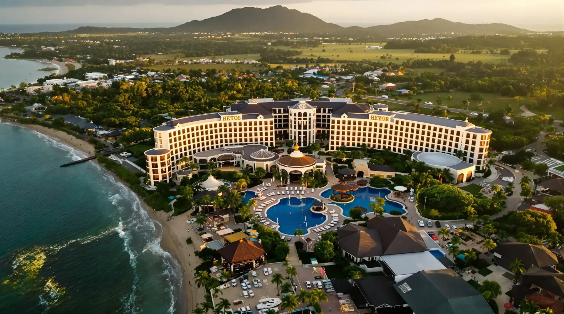 Vídeo corporativo y publicidad con drone profesional en hotel resort