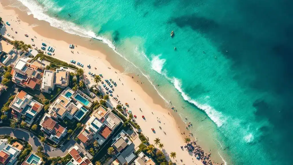 Vista aérea de la costa y playas de Orihuela Costa con villas de lujo