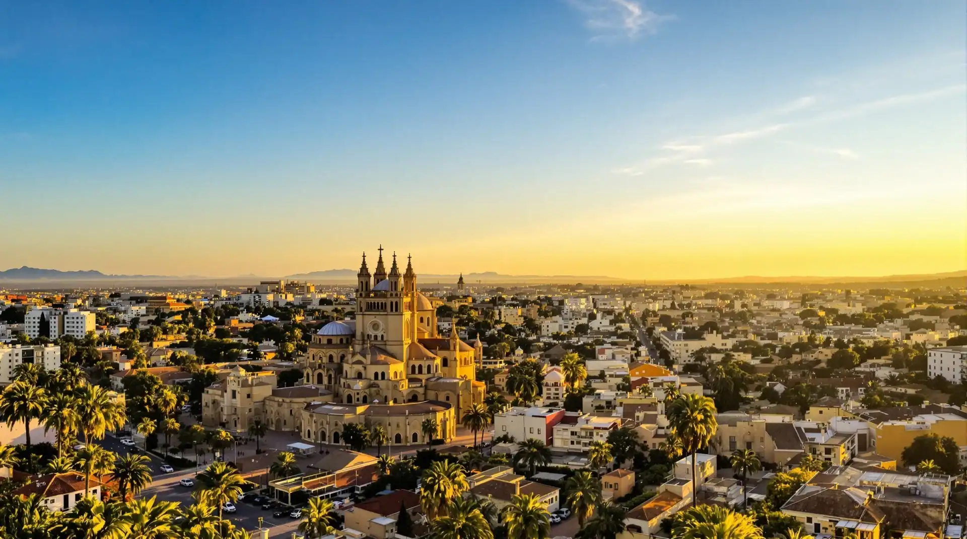 Empresa drones Orihuela con vista aérea de la Catedral y Palmeral