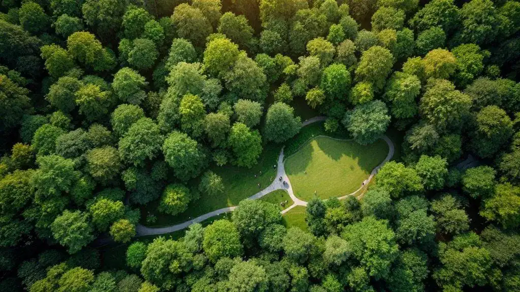Bosque de Húmera y parque forestal en Pozuelo de Alarcón vista aérea