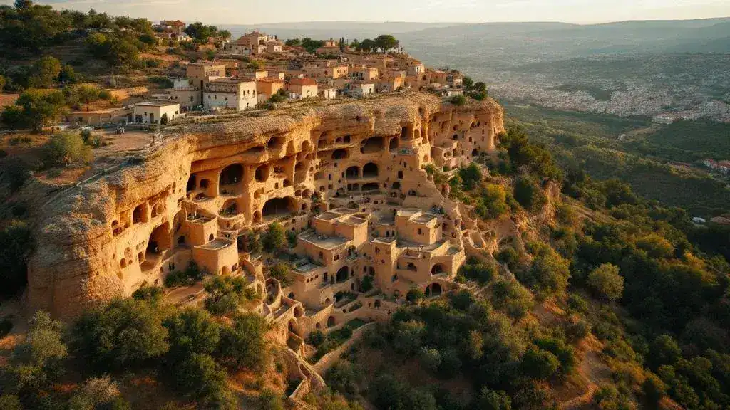 Vista aérea de las Coves del Batà en Paterna, fotografía drone del patrimonio histórico de la ciudad