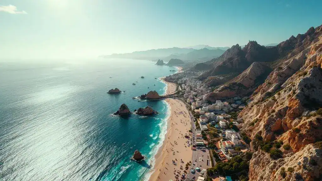 Costa y paisaje natural de Peñíscola con Playa Norte y Sierra de Irta
