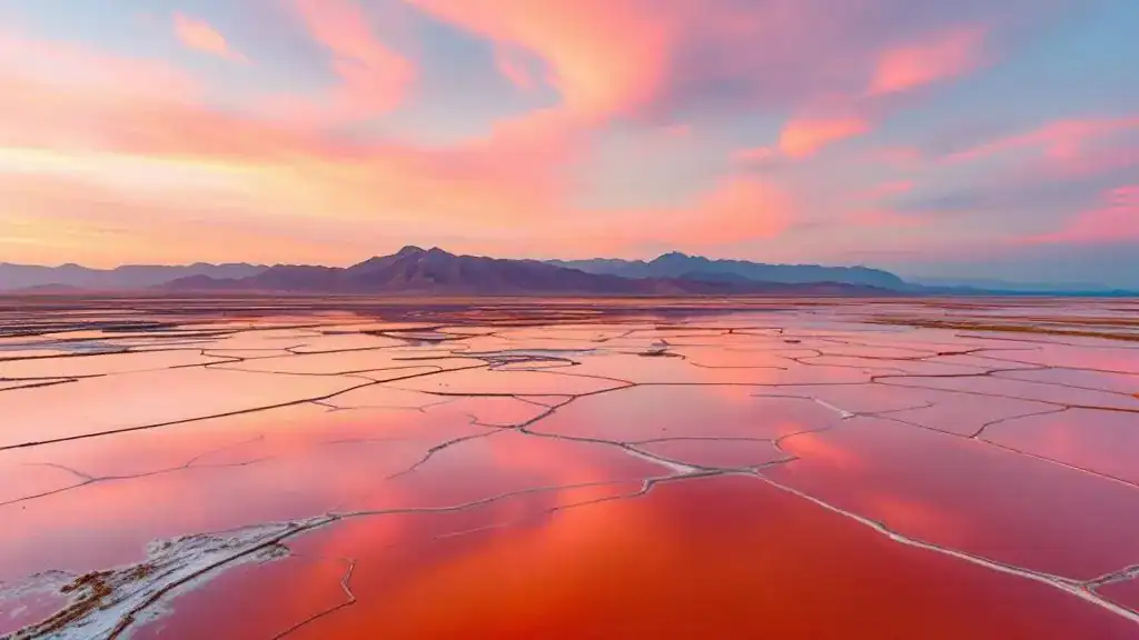 Imagen aérea de las Salinas de Santa Pola Parque Natural con la Sierra de Santa Pola al fondo