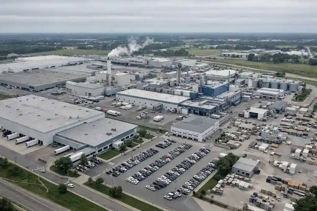 Vídeo aéreo de complejo industrial y logístico, grabación con drone Matrice 350 RTK vista general