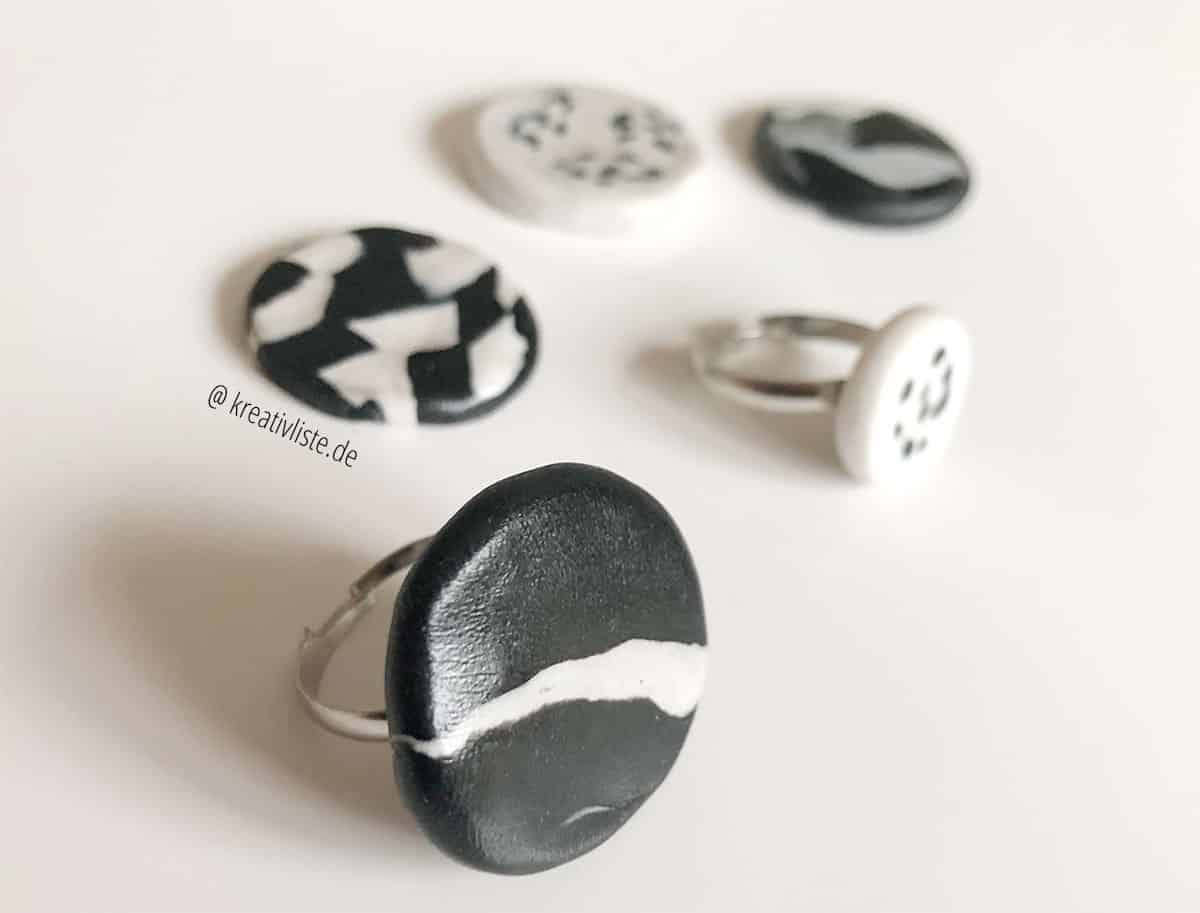 Elegante Ringe basteln aus Fimo