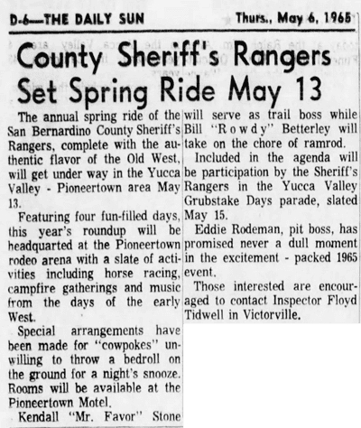 May 6 1965 - The San Bernardino County Sun article clipping