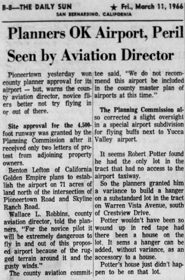 Mar. 11, 1966 - The San Bernardino County Sun article clipping
