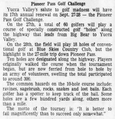 Sept. 19, 1975 Pioneer Pass Golf Challenge clipping