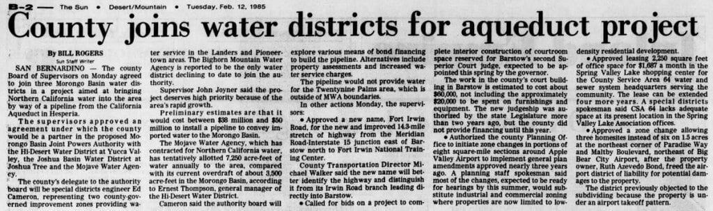 water district project article clipping