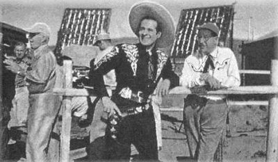 Duncan Renaldo and Philip N. Krasne during Cisco Kid filming