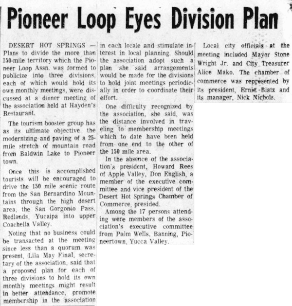 Aug. 8, 1966 - The Desert Sun article clipping